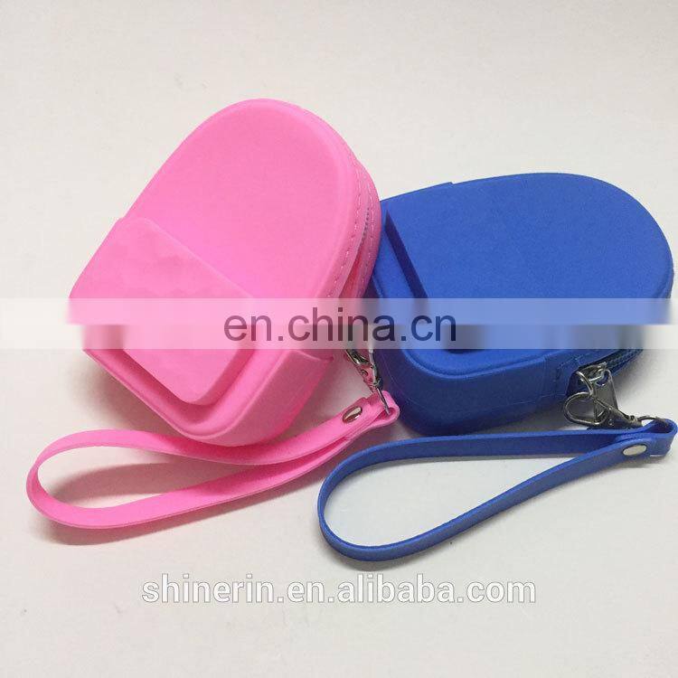 Mini Backpack Shaped Coin Purse Silicone Smiling Face Keychain Charms Wallets Women Purse Bag