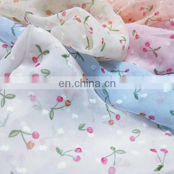 high quality chiffon printed fabric 75D for women's dress