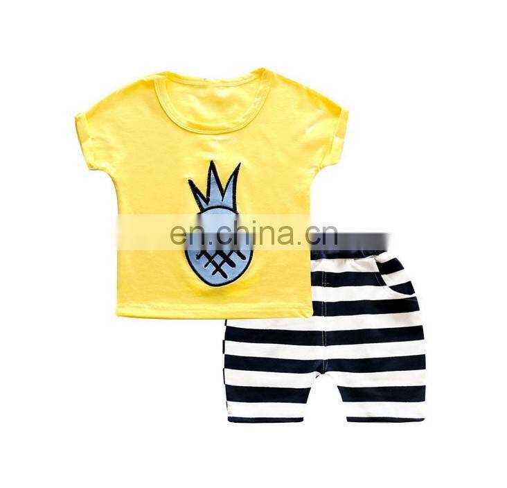 Wholesale 100% Cotton Baby Sets T-Shirt and Short Sets Toddler Boy Summer Boutique Outfits