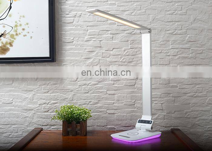 MESUN Smart and rechargeable led desk lamp with wireless charger for mobile phone, RGB ambient night light