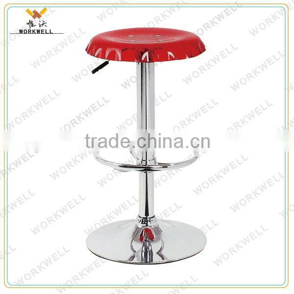 Workwell cheap design aryclic metal high swivel bar lounge chairs
