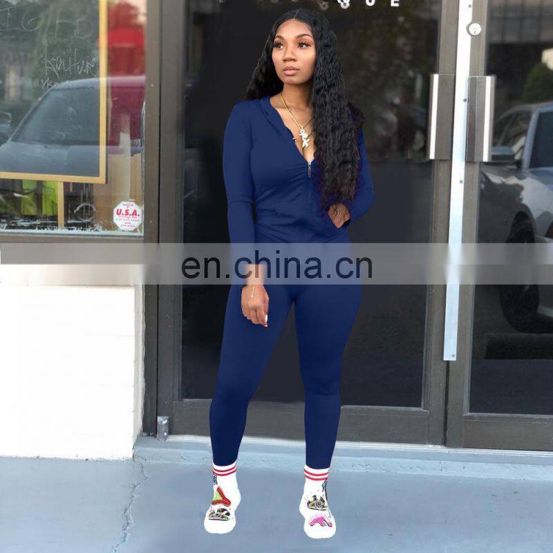 custom brand Women Jogger 2 Piece Pants Set Sweatsuit For Women 2021 Jogging Suit Tracksuit top+pants zipper coat
