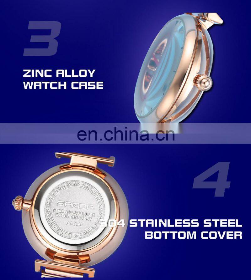 SANDA P1074 Men Quartz Watches Analog Rotating Wheel Waterproof Luxury Brand Men Wrist Watches