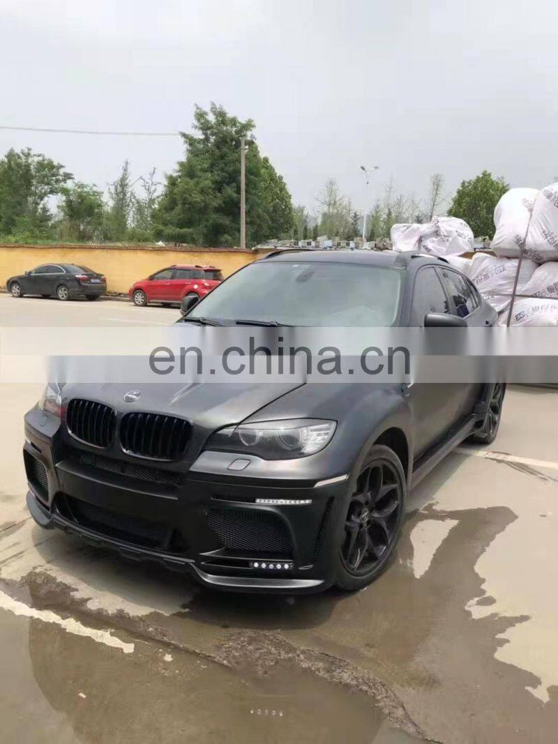 Runde Resin &Half Carbon Material Front Bumper Grille Side Skirt Spoiler Rear Lip Hood For BMW X6 E71 Haman Style Wide Body Kit