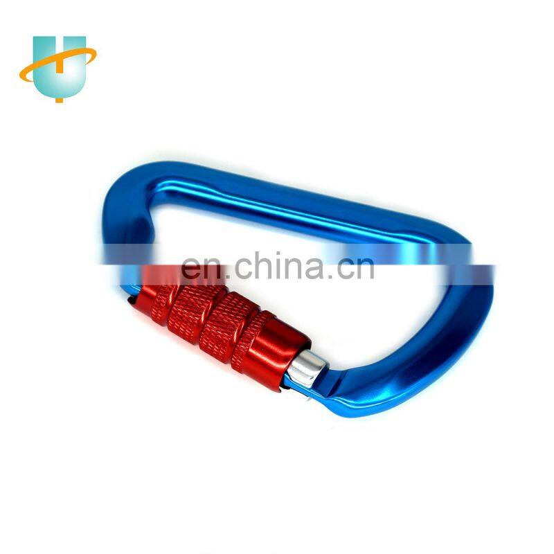 Colorful 60mm D shape aluminum carabiner clip keychain climbing rock climbing carabiner for camping hiking outdoor