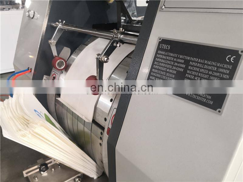 HD600E Roll fed mechanical kfc cookies snack small flat V Bottom fast Food Paper Bag forming making Machine