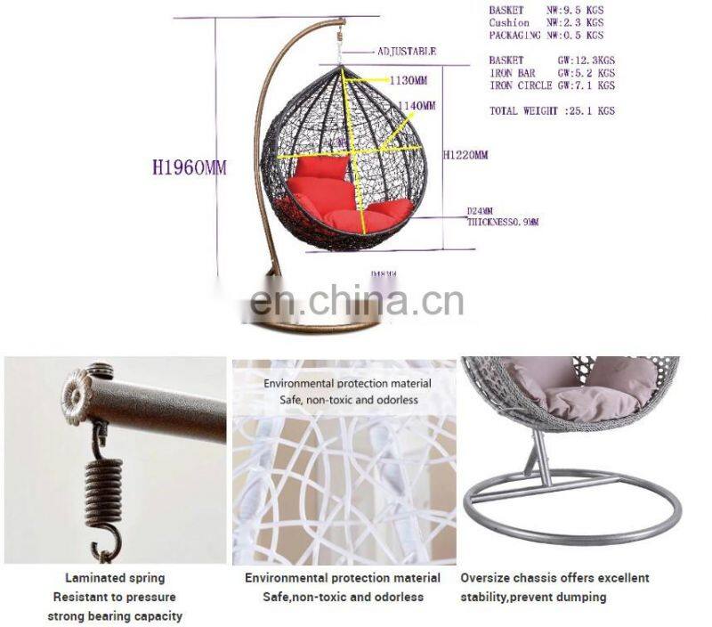 Top sale rattan beach swing chairs hanging egg swing chair hanging cheap