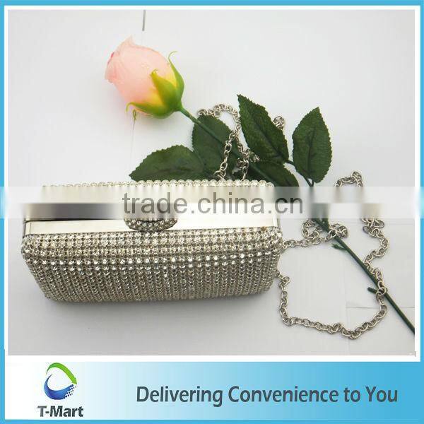 2016 fashion lady bag for party rhinestone metal mesh evening bag