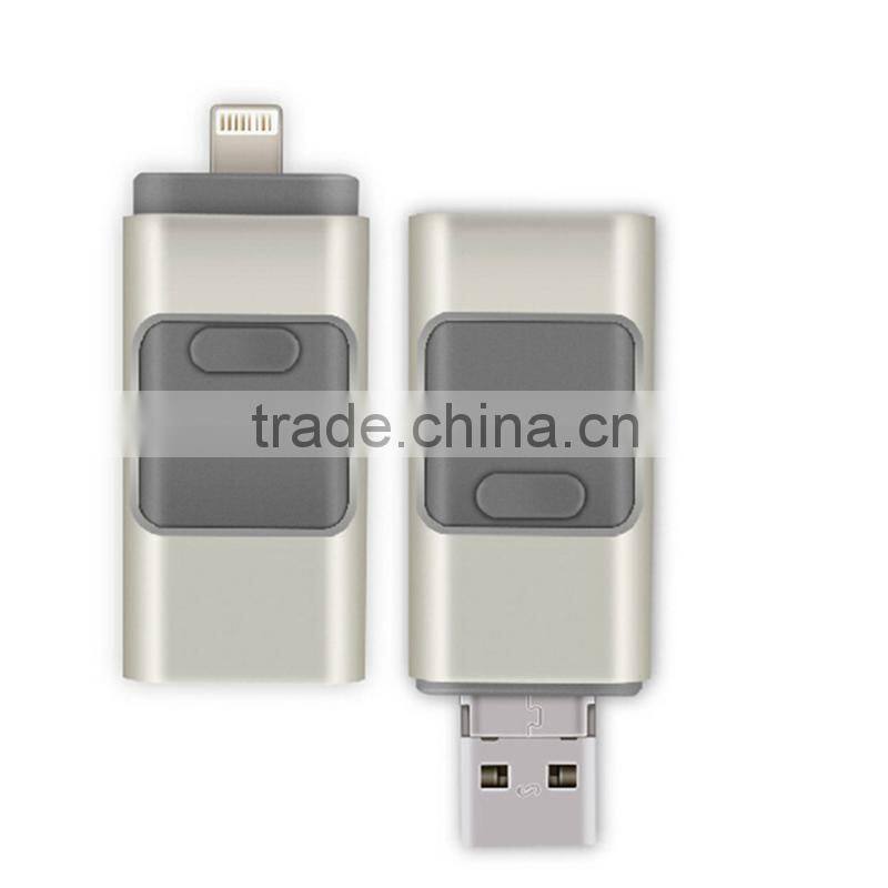 Metal pen drive 3 in 1 OTG pendrive 32gb64gb gold color