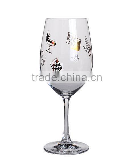 CE/EU/FDA/SGS/LFGB HIGH QUALITY BLACK AND WHITE WINE GLASS ,HAND PAINTED WINE GLASS