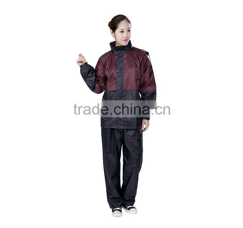 Polyester adult leisure fashion rain coat with pants