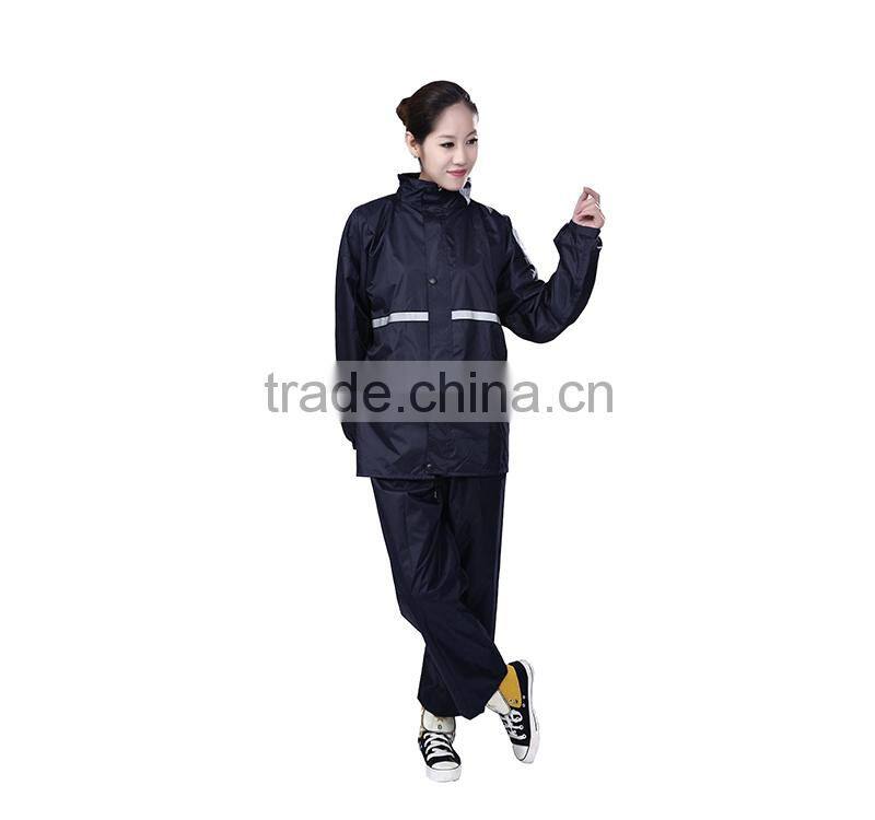 Polyester Pongee Fashional Black Motorcycle Rain Jacket