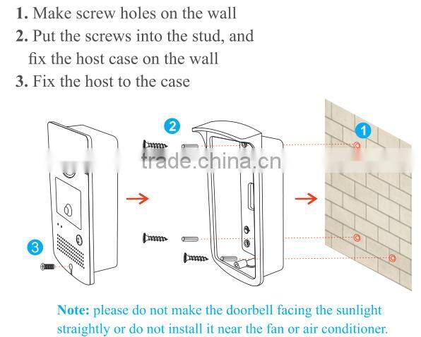 Network WIFI ip video doorbell for home security, with HD camera motion sensor night vision