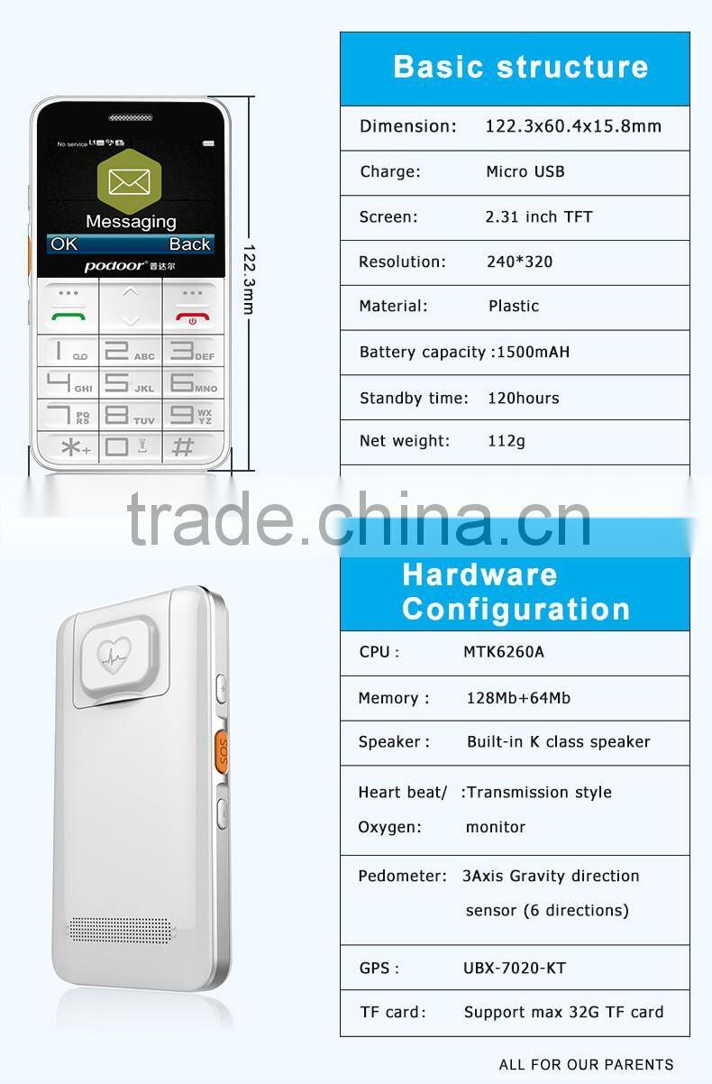 Health mobile phone with heart rate and blood oxygen monitor mobile phone display