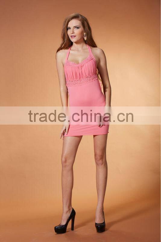 Hot sales sexy transparent elastic mesh colorful lingeries fancy night dress 3255