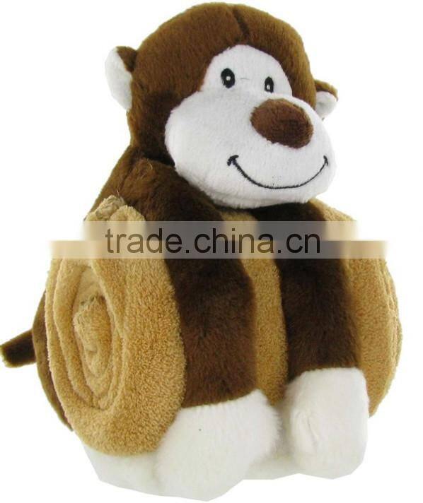 stuffed animal super soft plush monkey baby toys with blanket