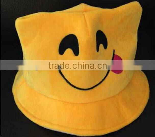 new design emoji bucket hat/plush emoji bucket hat/yellow emoji plush hat