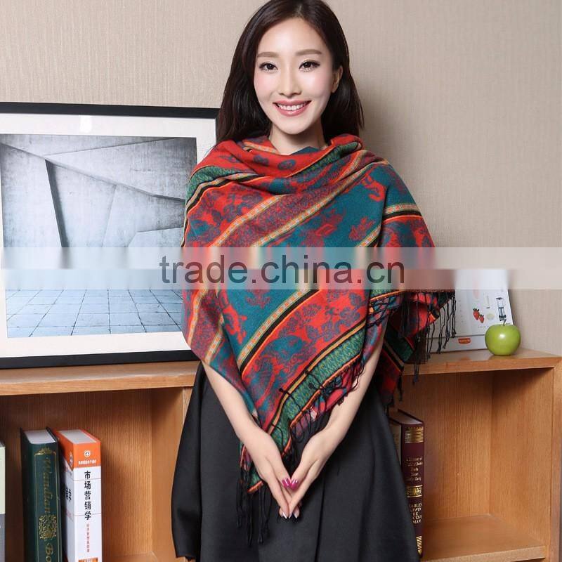 Antique Jacquard Wool Square Shawl