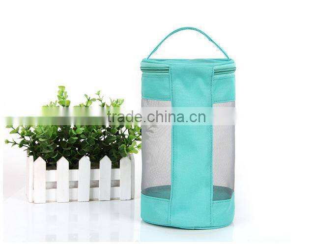 Hand cosmetic bag mesh drum shaped orangizer bag