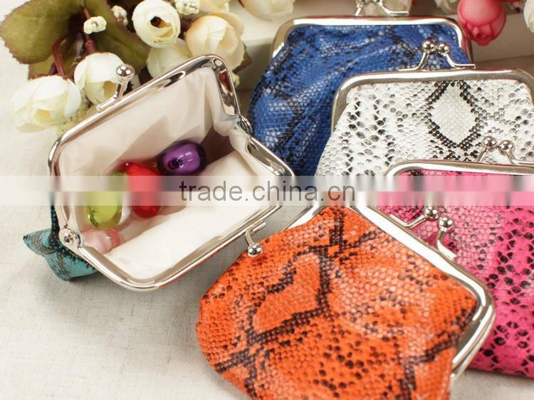 Snake Skin Printed Leather Clasp Purse Coin Wallet