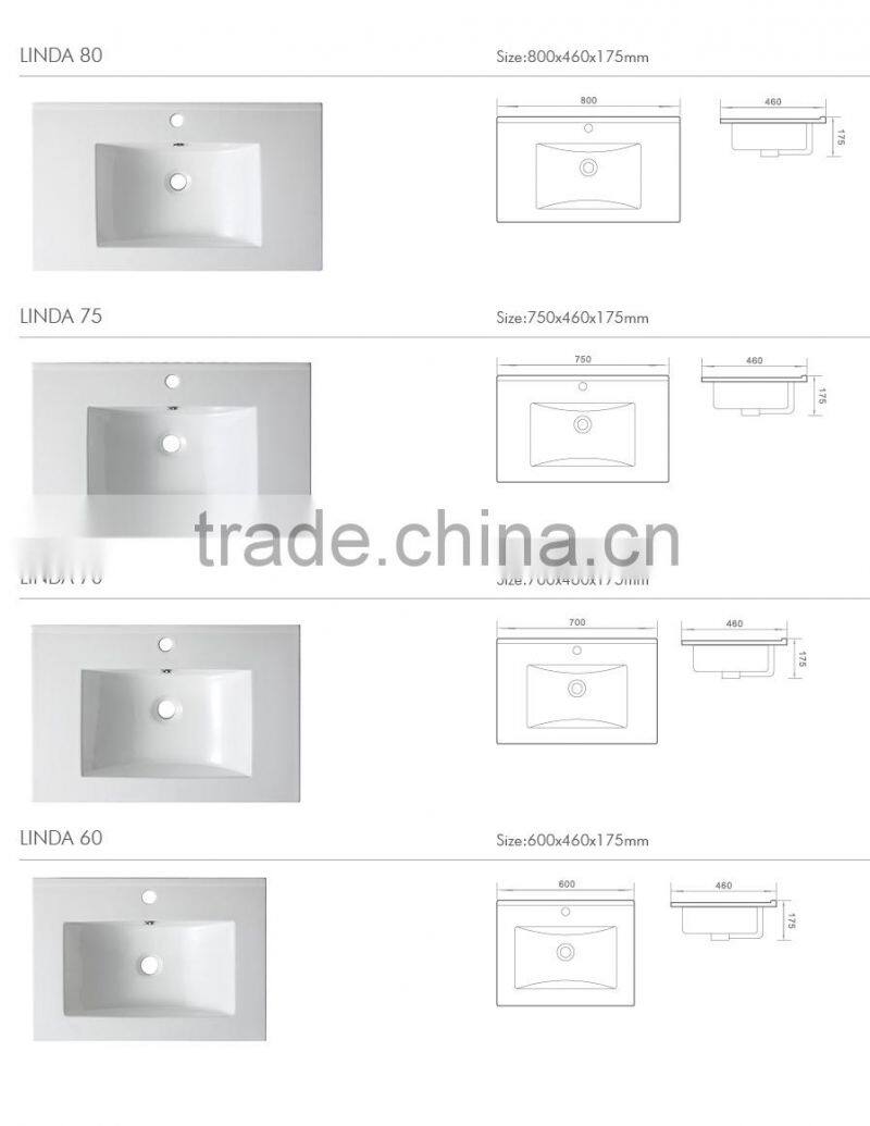 Fashion Types of Rectangular Ceramic Thin Hand Wash Basin