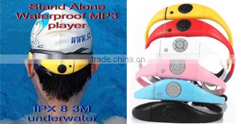 Portable stereo bluetooth waterproof headphones swim