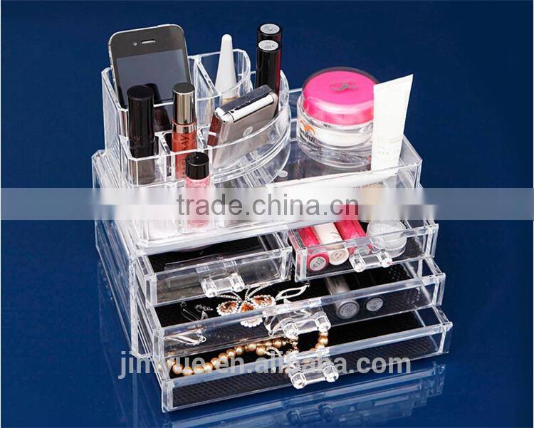 Acrylic cosmetic organizer with removable lipstick holder
