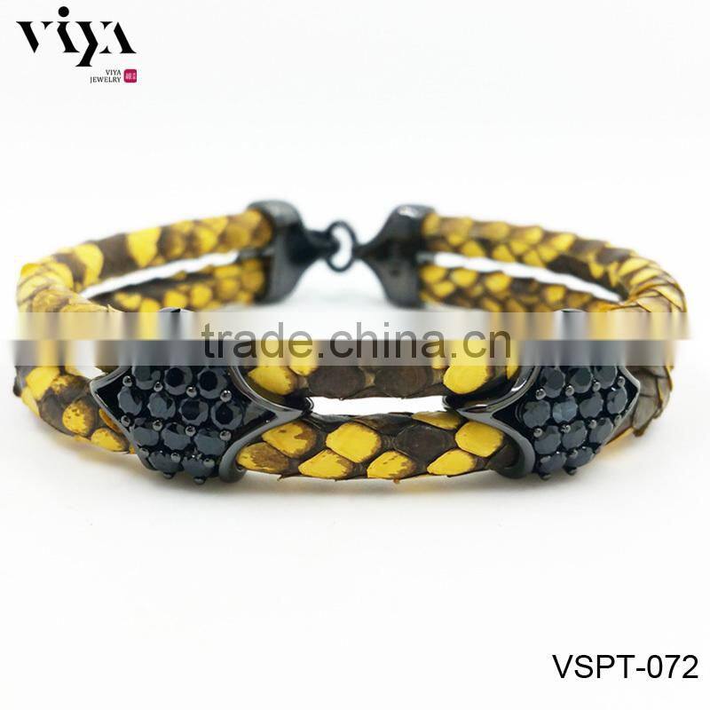 vivid orange stingray leather bracelet exotic leather men jewelry double sting ray leather bracelet