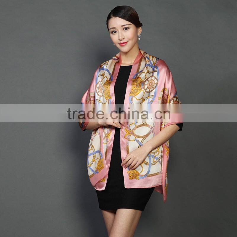magnificent turkish european style digital printed hangzhou silk satin scarf ,long silk shawl lady china manufacturer wholesale