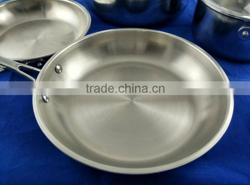 Quality Tri-ply(3 layers) Non stick Stainless Steel Fry pan induction bottom