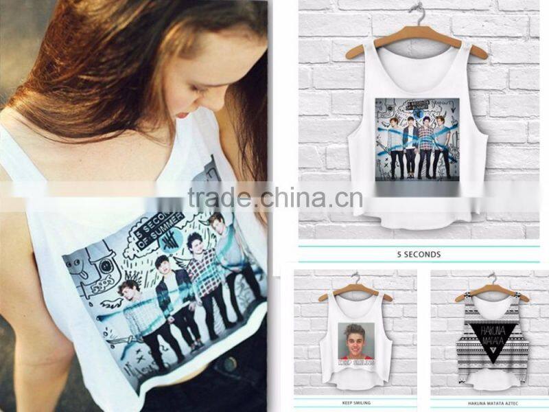 Aztec style Wholesale Logo Print Custom Ladies Summer Short bulk tank top