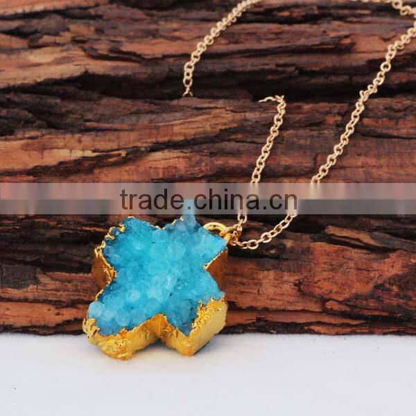 New Trendy Gold Chain Natural Crystal Stone Necklaces for Women