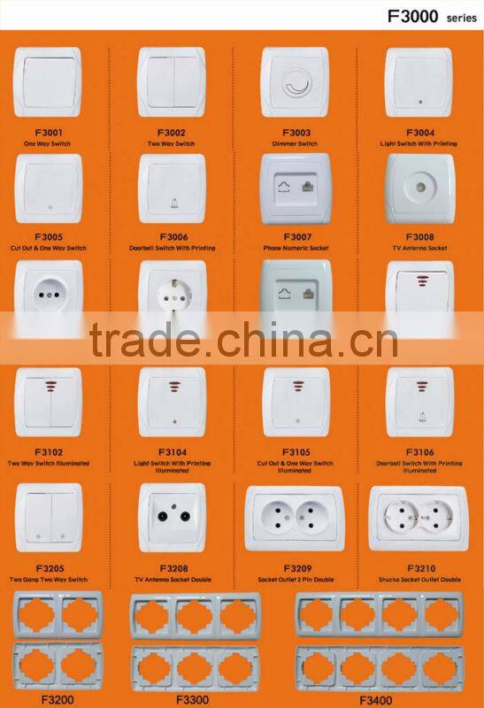 German style flush mounted one gang one way switch (F3001)