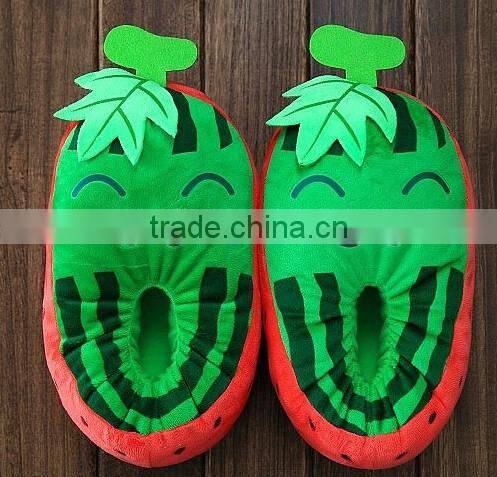 Fruit shaped plush slipper shoes/plush fruit house shoes/banana design plush shoes