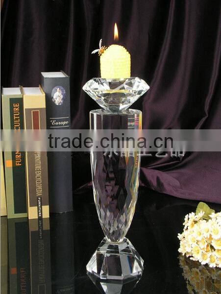 Wholesale simple design clear crystal candle holder
