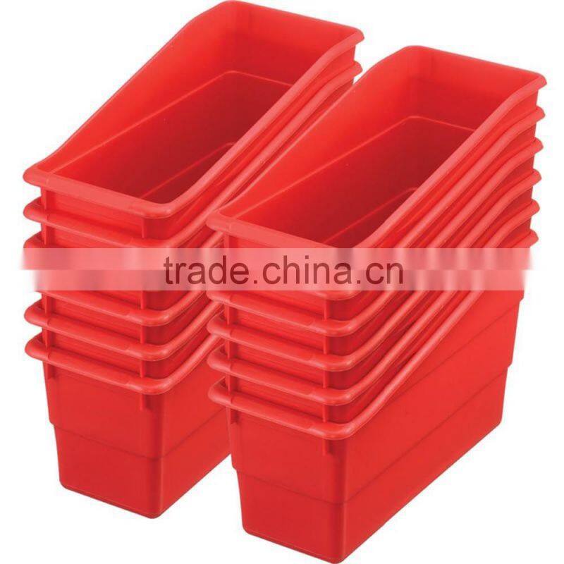 Fashion Durable Book And Binder Holders Magazine Storage Tubs Plastic Neon Colors Classroom Book Organizers Boxes Storage Pins