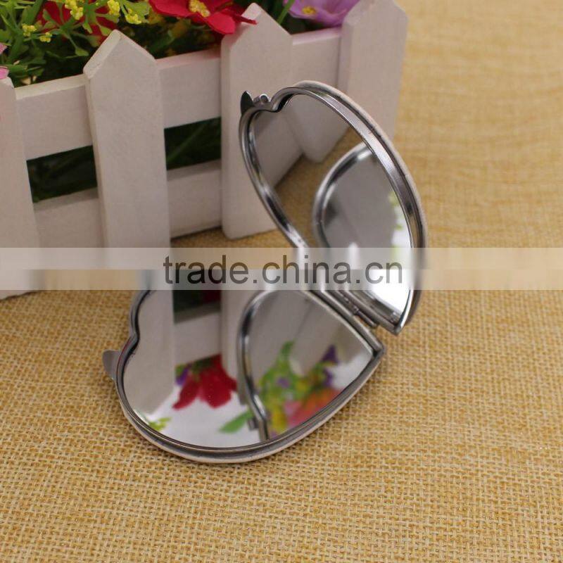Custom cheap heart pu leather compact mirror / mirror pocket / makeup mirror