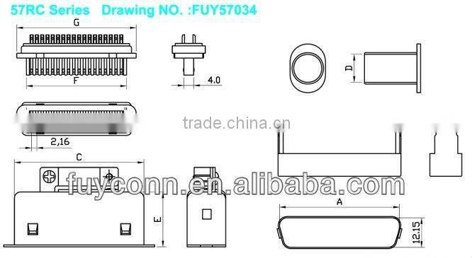 57 Series DDK Ribbon Connector Solder Brass Contact Pin Male Plug Header 2.16mm Pitch