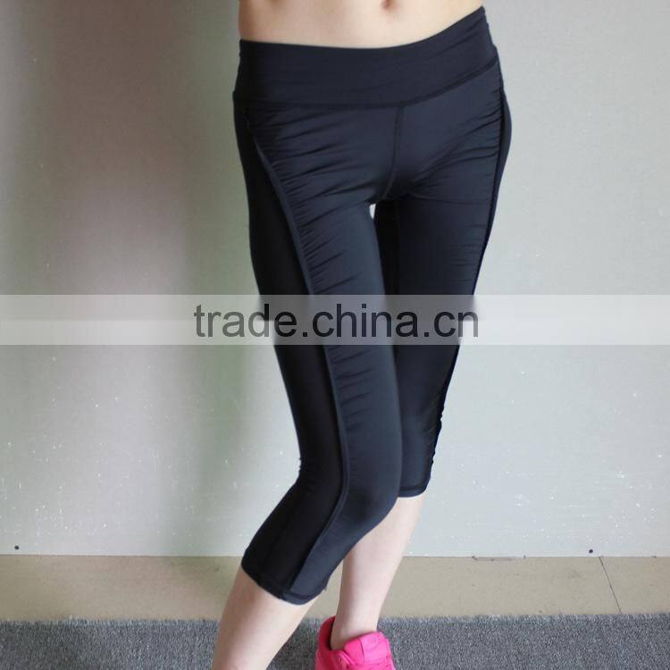 Fashion High Quality Womens Sports Gym Mesh Breathable Pants cycling Fitness Leggings Capris Stretch pants