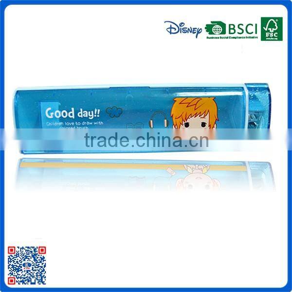Cheap transparent plastic pencil box with oem logo for children