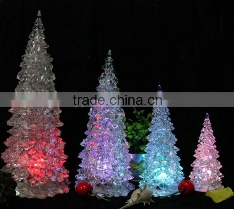 Led acrylic christmas tress battery operated flameless christmas tree paraffin wax light christmas vners for decoration