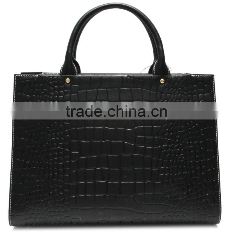 N2272-A5162 New Arrival black crocodile pattern leather satchel handbag ladies fashion designer bags