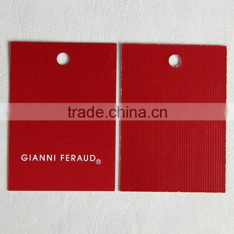 coated art paper hang tag with embossing vertical stripes for ladies underwear