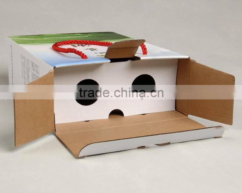 Corrugated paper packaging box for China tea-seed oil packing box with nylon string