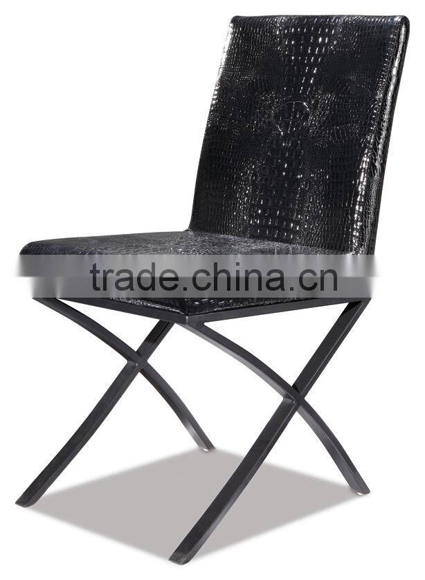Z681 the best selling pu crocodile leather nordic metal dining chair
