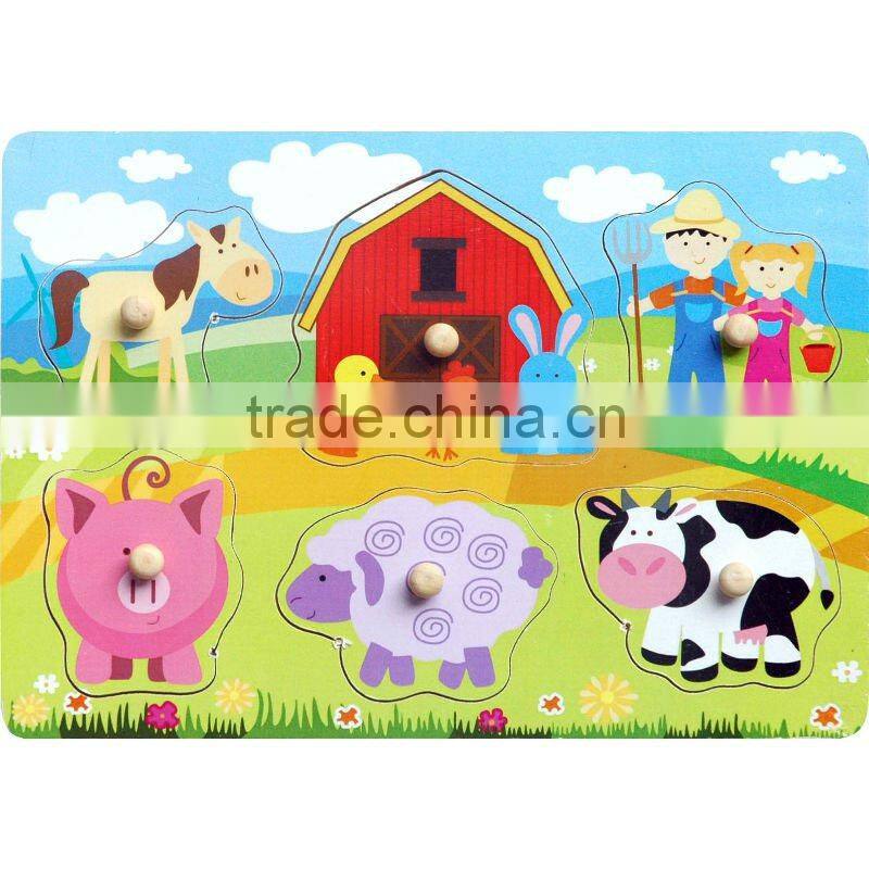 For Kids Toy Education Marine Life & Vehicles & Chunky Farm Peg Wooden Puzzle