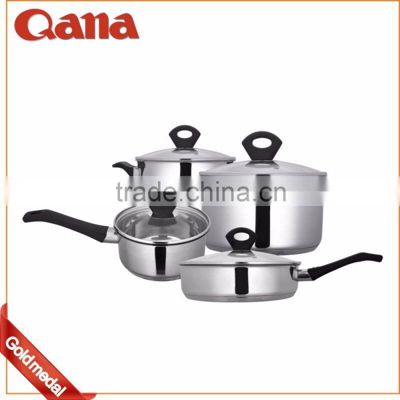 18 10 stainless steel silicon handle cookware set