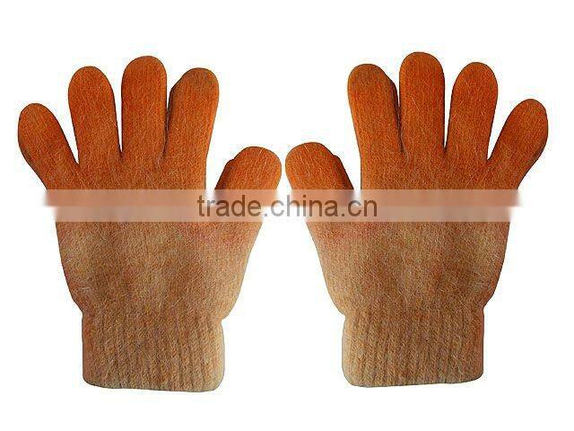 100% acrylic knitted jacquard orange magic gloves