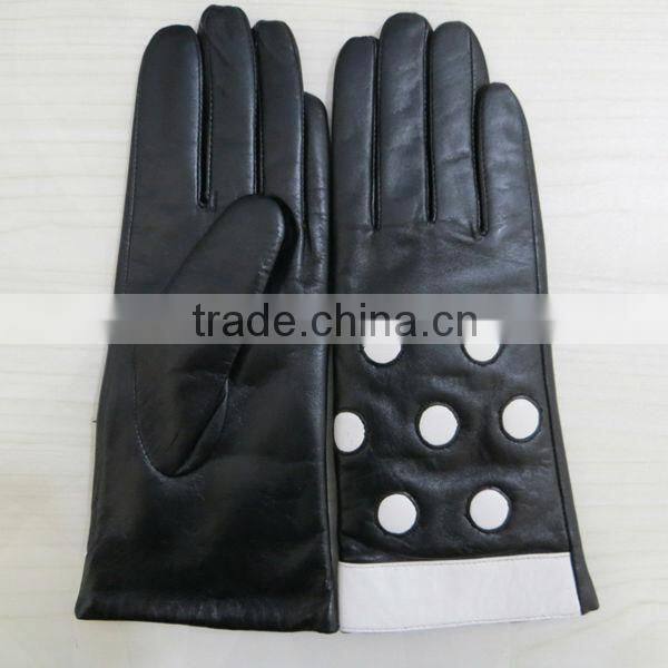 girls popular polar fleece lining fashion women leather gloves