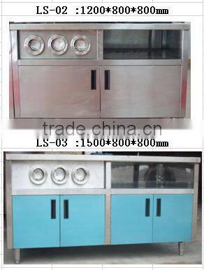 stainless center island with cup dispenser